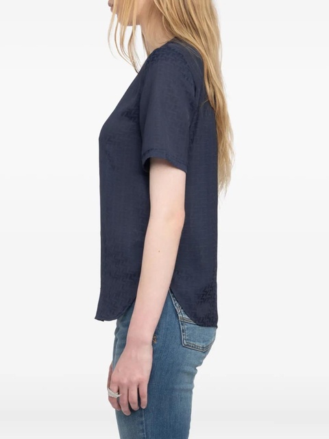 Zadig&Voltaire lace-up v-neck t-shirt - Blue - zdjęcie produktu nr 2