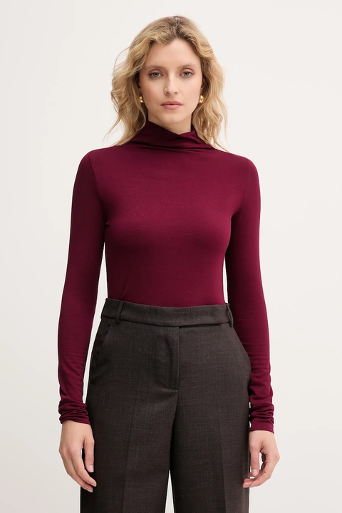 Marella longsleeve Emme by Marella kolor bordowy z golfem 2525946031200 - zdjęcie produktu nr 1