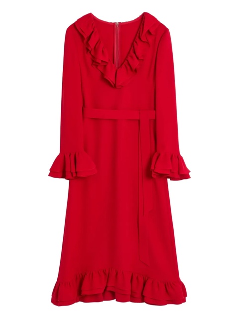 Valentino Garavani ruffled-collar silk dress - Red - zdjęcie produktu nr 1