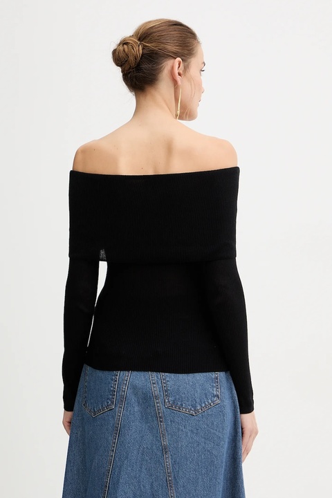 Guess longsleeve MELANIE kolor czarny dekolt hiszpański W5BR48 Z0612 - zdjęcie produktu nr 1