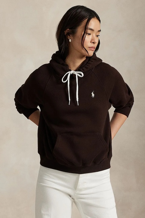 Polo Ralph Lauren bluza damska kolor brązowy z kapturem gładka 211971698 - zdjęcie produktu nr 1