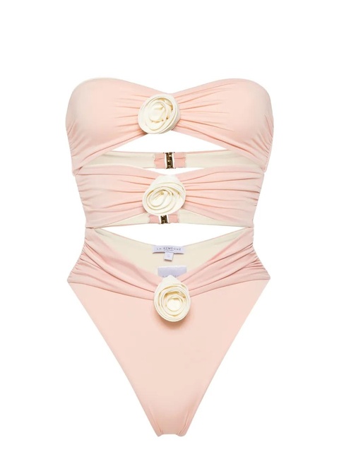 La Reveche floral-appliqué strapless swimsuit - Pink - zdjęcie produktu nr 1