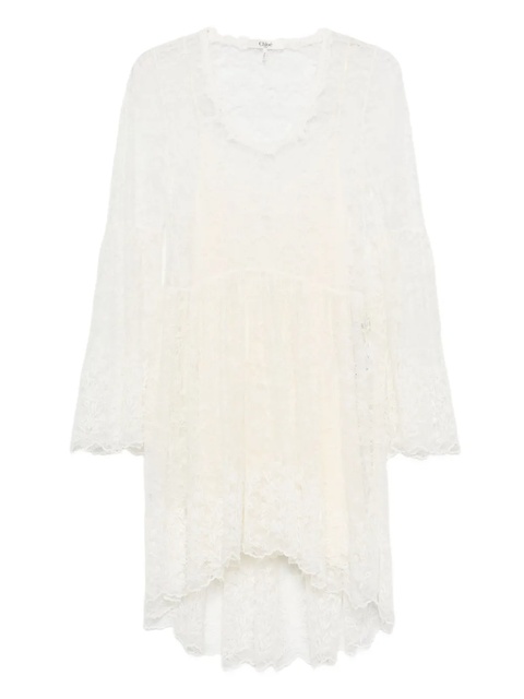 Chloé lace bell-sleeve mini dress - Neutrals - zdjęcie produktu nr 1