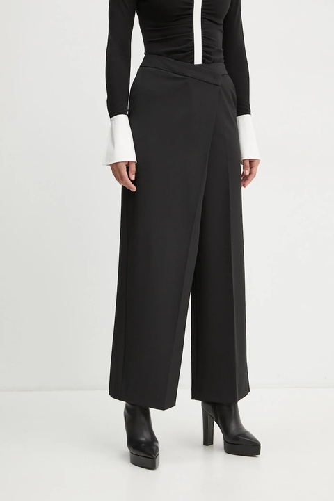 Karl Lagerfeld spodnie damskie kolor czarny szerokie high waist A1W10135 - zdjęcie produktu nr 1