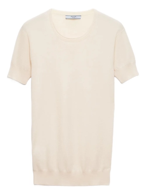 Prada triangle-logo short-sleeve sweater - Neutrals - zdjęcie produktu nr 1