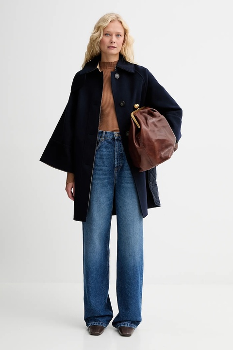 Weekend Max Mara płaszcz z dodatkiem wełny RUFO kolor granatowy 2525496012600 - zdjęcie produktu nr 2
