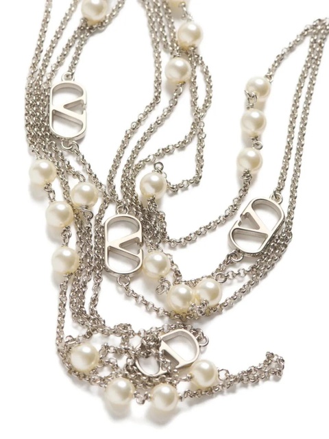 Valentino Garavani VLogo Signature double-chain necklace - Silver - zdjęcie produktu nr 1