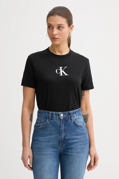 Calvin Klein Jeans t-shirt bawełniany damski kolor czarny LV047E804G - zdjęcie produktu nr 1