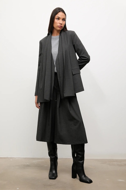 Answear.LAB sweter z wełny merino z apaszką damski kolor szary lekki - zdjęcie produktu nr 2