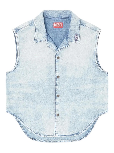 Diesel logo-embroidered denim vest - Blue - zdjęcie produktu nr 1