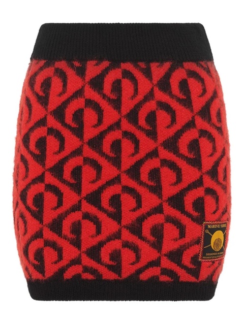 Marine Serre Moon lozenge-knit miniskirt - Red - zdjęcie produktu nr 1