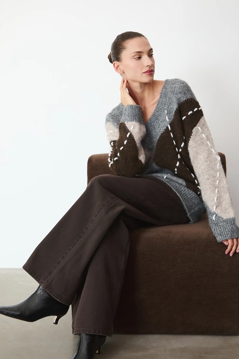 Medicine sweter z domieszką wełny damski kolor multicolor ciepły - zdjęcie produktu nr 1