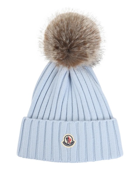 Moncler ribbed-knit pom-pom beanie - Blue - zdjęcie produktu nr 2