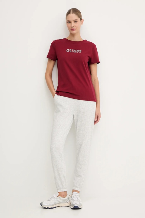 Guess t-shirt BRIANA damski kolor bordowy V3BI11 J1314 - zdjęcie produktu nr 1