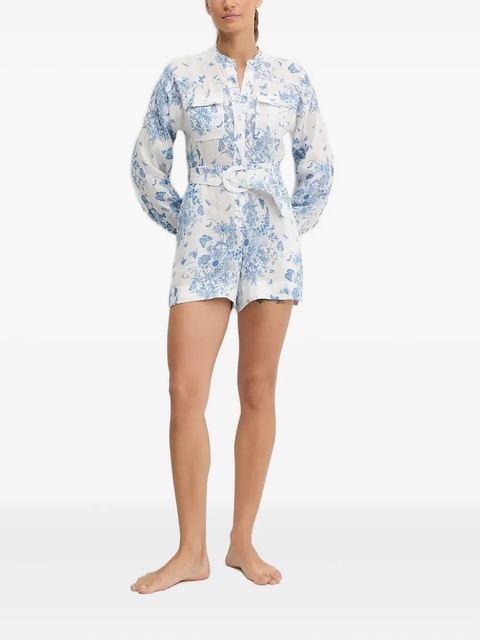MC2 Saint Barth floral-print belted playsuit - White - zdjęcie produktu nr 1