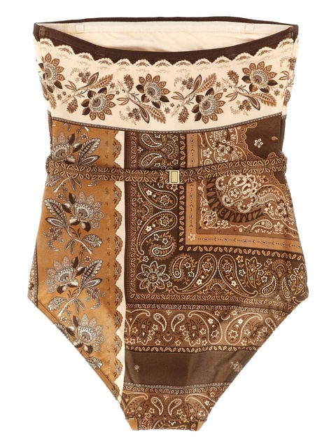 ZIMMERMANN paisley-print belted swimsuit - Brown - zdjęcie produktu nr 2