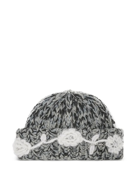 GANNI crochet-flower beanie - Grey - zdjęcie produktu nr 1