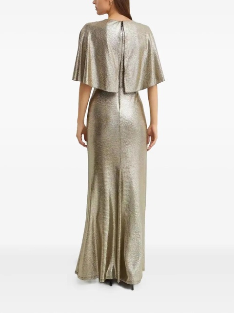 Lauren Ralph Lauren metallic-effect ruffled-detail maxi dress - Gold - zdjęcie produktu nr 1