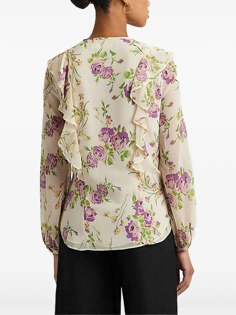 Lauren Ralph Lauren floral-print ruffled blouse - White - zdjęcie produktu nr 2