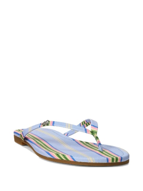 Lauren Ralph Lauren striped logo-plaque flip-flops - Blue - zdjęcie produktu nr 2