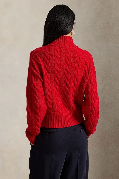 Polo Ralph Lauren sweter wełniany damski kolor czerwony z półgolfem 211972130 - zdjęcie produktu nr 1