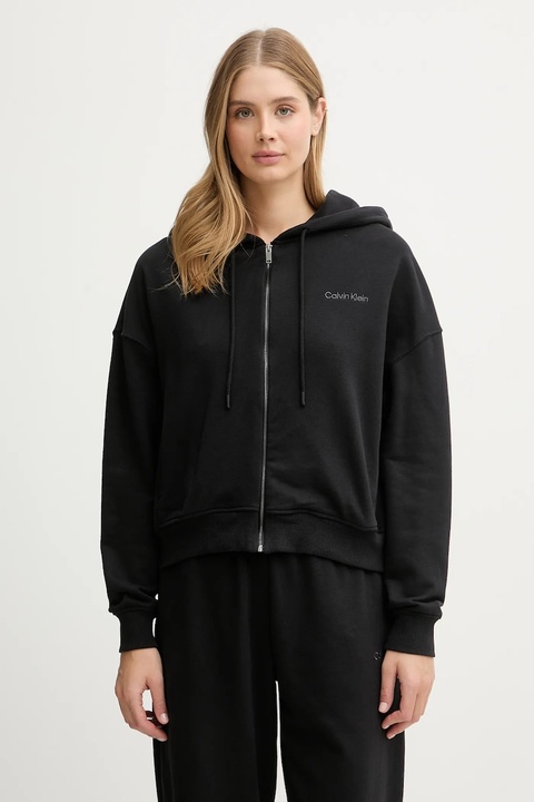 Calvin Klein Underwear bluza lounge damska kolor czarny z kapturem gładka LV00QS7513 - zdjęcie produktu nr 1