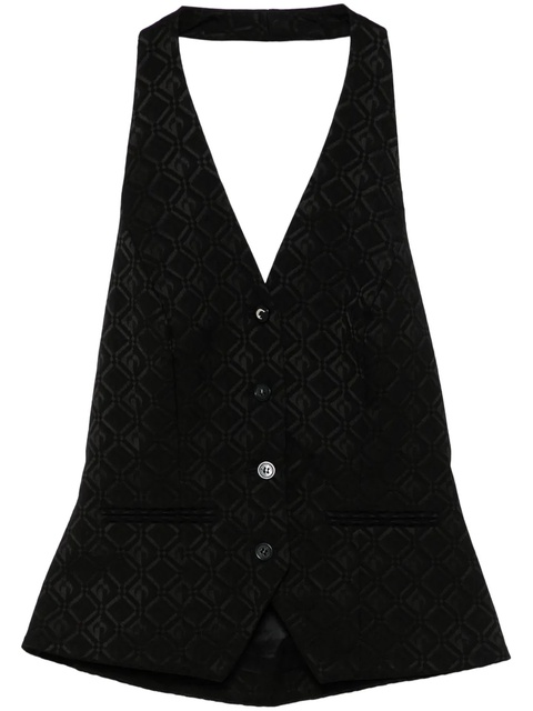 Marine Serre Moon Diamond-jacquard halterneck top - Black - zdjęcie produktu nr 1