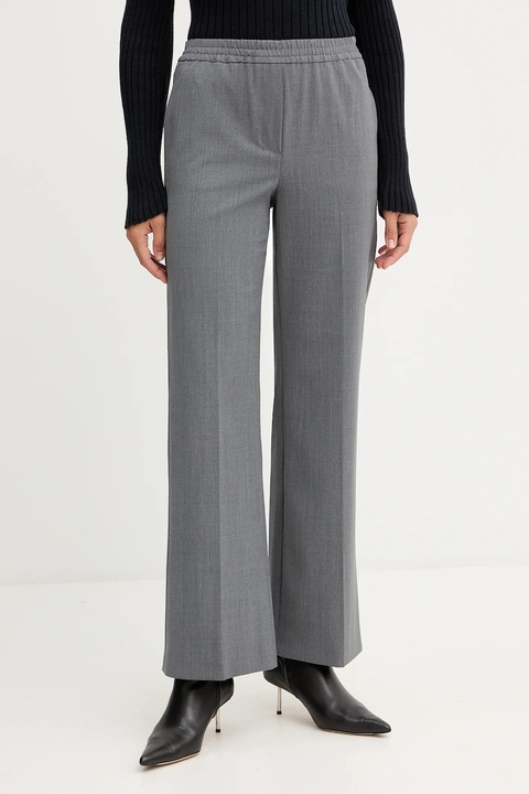 Weekend Max Mara spodnie z dodatkiem wełny PETRA damskie kolor szary proste high waist 2525136032600 - zdjęcie produktu nr 1