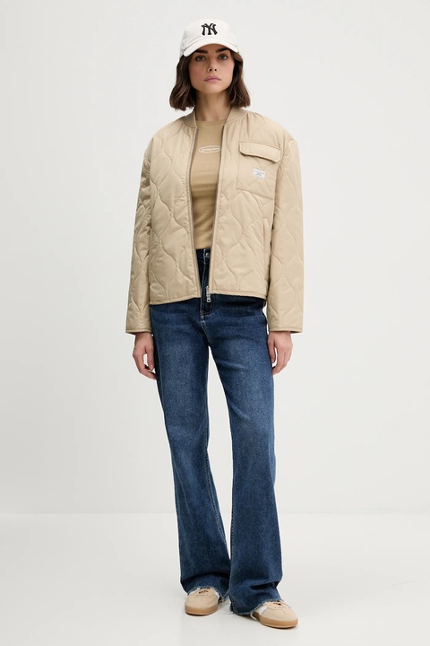 Guess Jeans kurtka kolor beżowy przejściowa oversize W5YL26 WHG02 - zdjęcie produktu nr 2