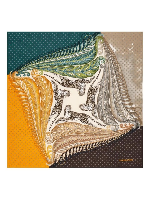 Ferragamo Madras-print silk foulard - Green - zdjęcie produktu nr 1