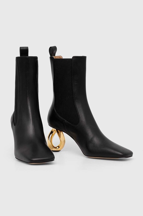 JW Anderson sztyblety skórzane Chain Heel damskie kolor czarny na słupku ANW43021A - zdjęcie produktu nr 2