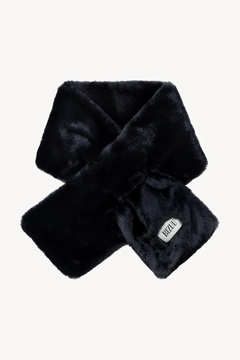 Bizuu szalik FLUFFY damski kolor czarny gładki FLUFFY CZARNY - zdjęcie produktu nr 1