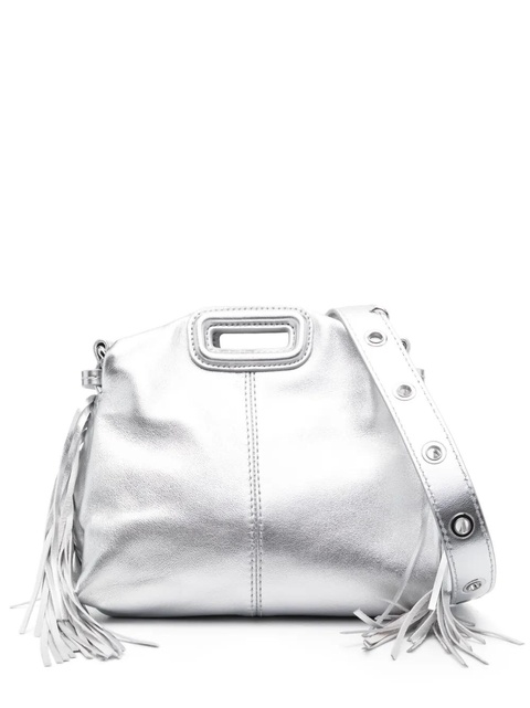 Maje Miss M metallic-effect leather mini bag - Silver - zdjęcie produktu nr 1