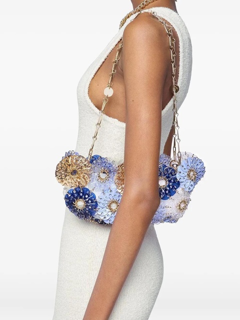 Rabanne flower-embellished chain-strap tote bag - Blue - zdjęcie produktu nr 2