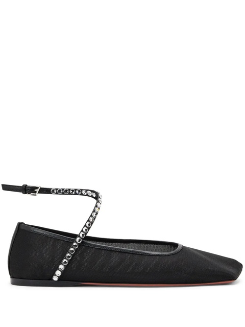 Amina Muaddi Ane crystal-embellished mesh ballerina shoes - Black - zdjęcie produktu nr 1