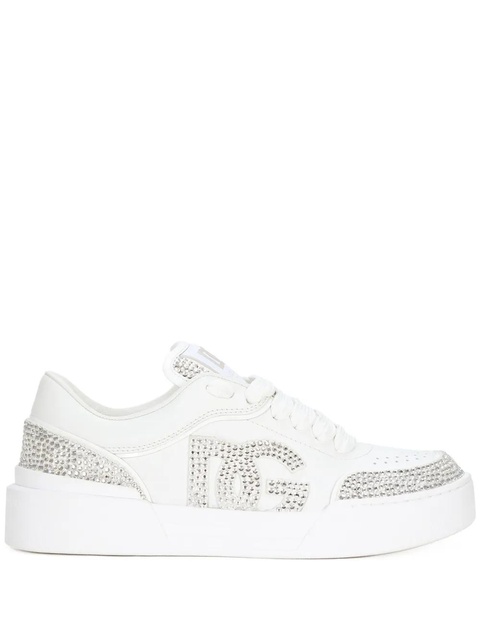 Dolce & Gabbana rhinestone-embellished leather sneakers - White - zdjęcie produktu nr 1