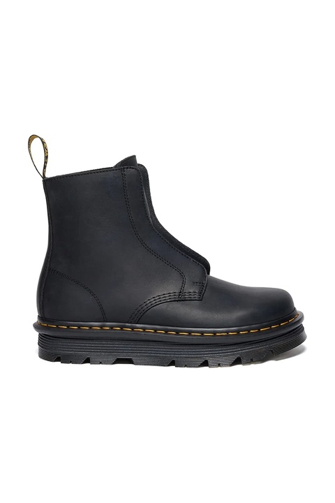Dr. Martens botki skórzane ZebZag Laceless kolor czarny na płaskim obcasie lekko ocieplone DM42653001 - zdjęcie produktu nr 1