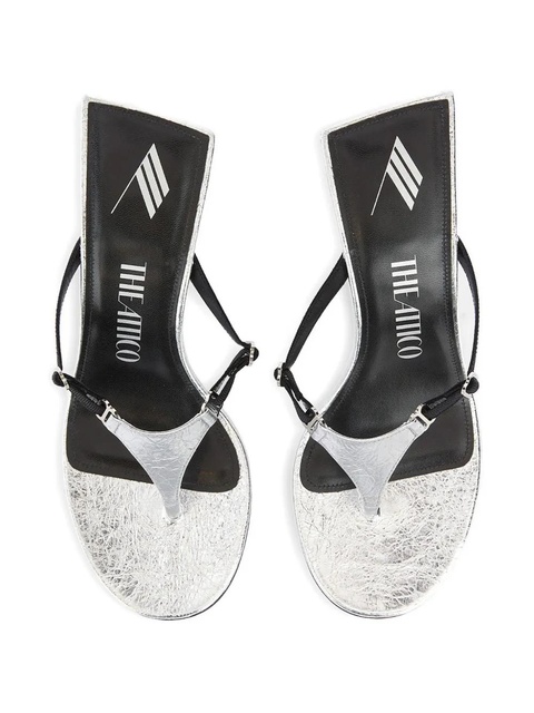 The Attico 65mm metallic-leather buckled sandals - Silver - zdjęcie produktu nr 2