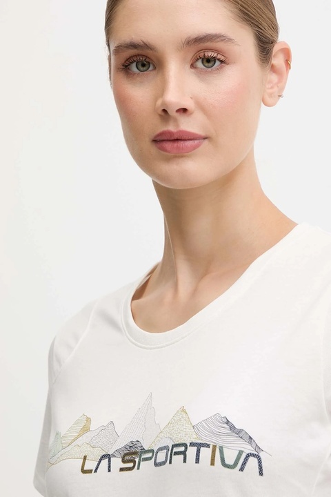 LA Sportiva t-shirt bawełniany Peaks damski kolor beżowy ZACT082 - zdjęcie produktu nr 2