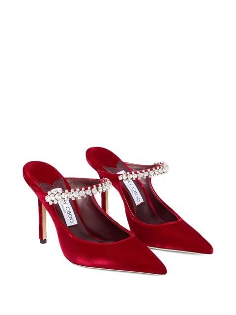 Jimmy Choo 10mm crystal-embellished pointed mules - Red - zdjęcie produktu nr 1
