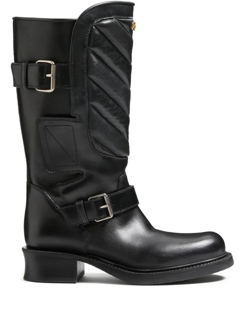 Valentino Garavani 40mm chevron leather biker boots - Black - zdjęcie produktu nr 1