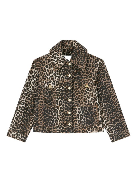 GANNI leopard-print button denim jacket - Brown - zdjęcie produktu nr 1