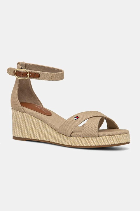 Tommy Hilfiger sandały FLAG CRISS-CROS MID WEDGE ESPAD kolor beżowy FW0FW08481 - zdjęcie produktu nr 1