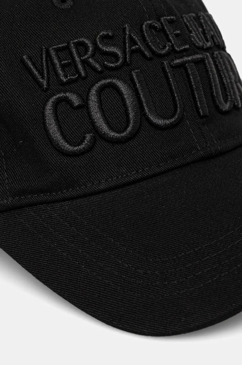 Versace Jeans Couture czapka z daszkiem bawełniana damska kolor czarny z aplikacją 78HAZK32 ZG365 - zdjęcie produktu nr 2