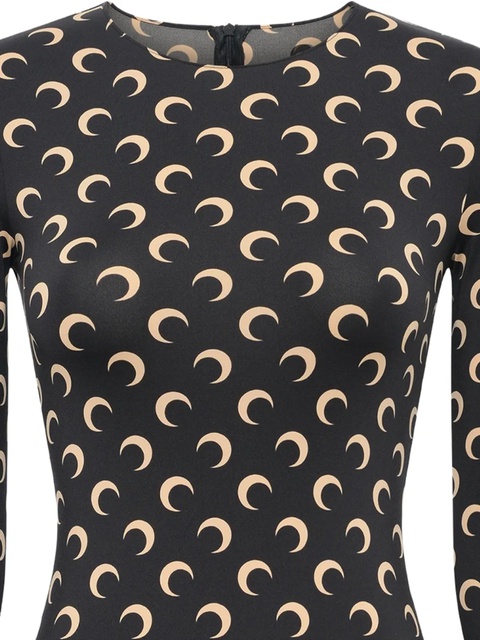 Marine Serre crescent-print long-sleeve jumpsuit - Black - zdjęcie produktu nr 2