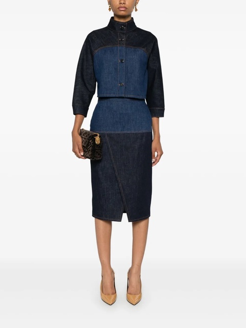 FENDI two-tone denim midi skirt - Blue - zdjęcie produktu nr 1