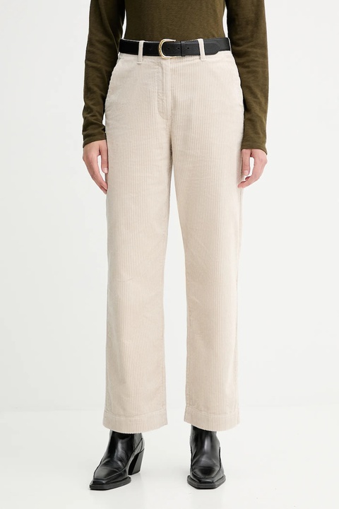 Marc O'Polo spodnie sztruksowe damskie kolor beżowy proste high waist 511104110441 - zdjęcie produktu nr 1