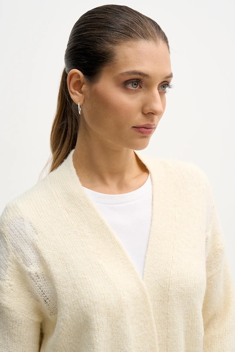 United Colors of Benetton sweter z dodatkiem wełny damski kolor beżowy 18L4EN00J - zdjęcie produktu nr 2