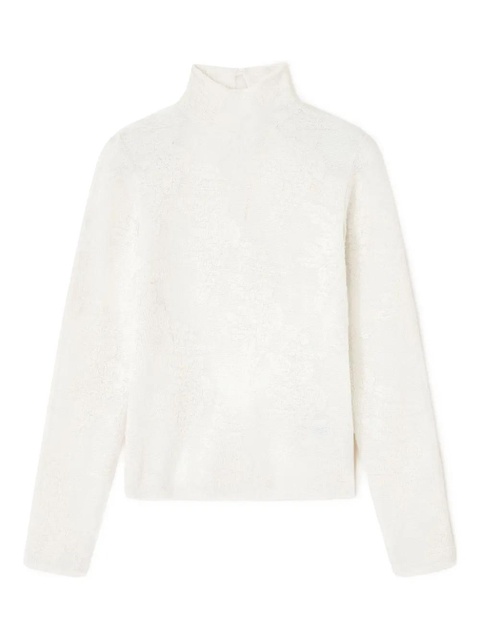 GANNI flower jacquard mockneck top - White - zdjęcie produktu nr 1