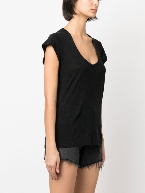 MARANT ÉTOILE Zankou linen short-sleeve top - Black - zdjęcie produktu nr 2
